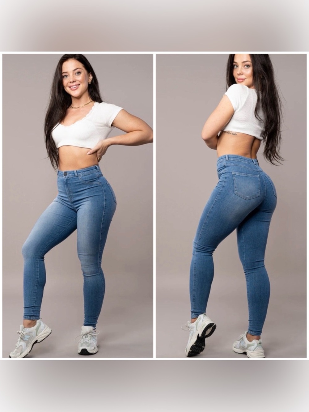 FITJEANS High Rise Contour Faded Blue Skinny Jeans Large Stretchy Fit Gym Curvy
